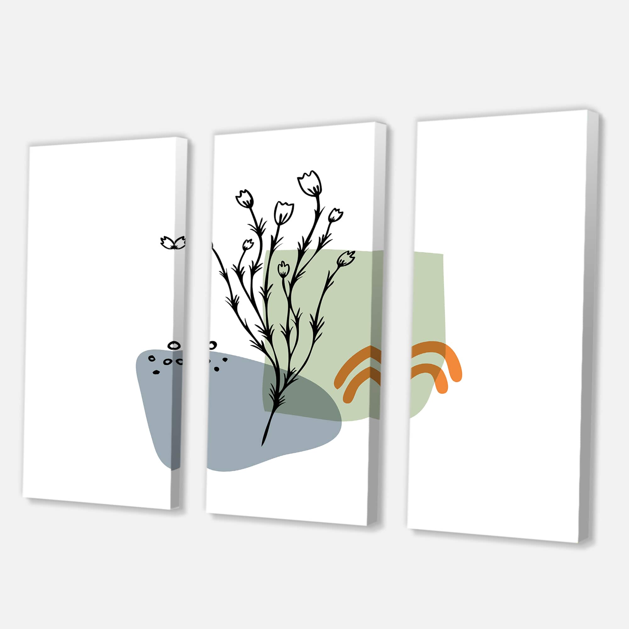 Designart - Abstract Flowers On Minimal Shapes II